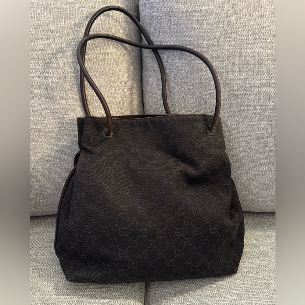 GUCCI Brown Denim Gifford Tote